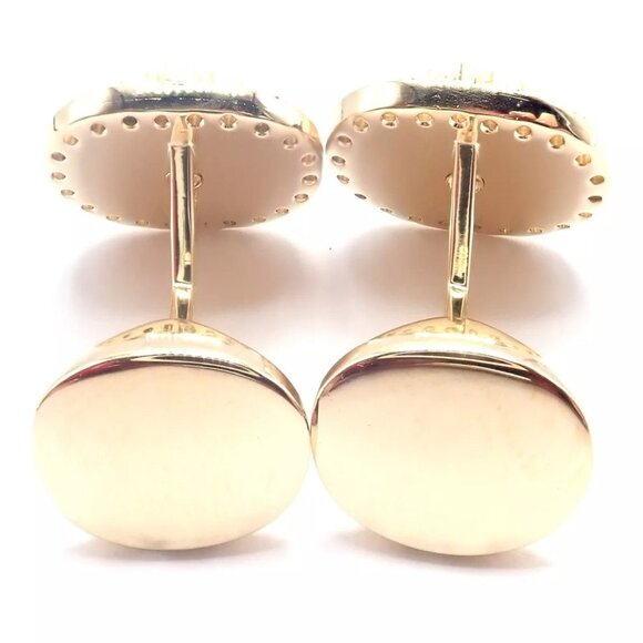 Rare! Authentic Piaget Coat Of Arms 18k Yellow Gold Diamond Cufflinks - Picture 6 of 11
